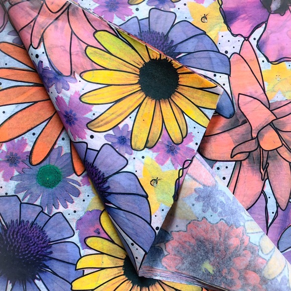 Bright and happy floral tissue paper 12 20”x30” sheets - Picture 1 of 7